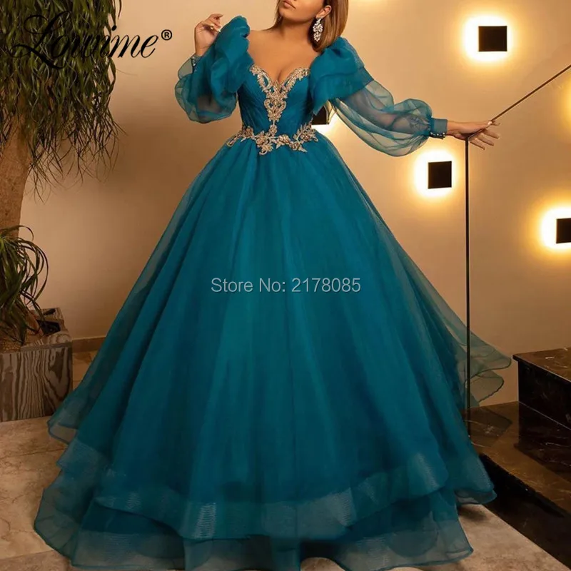 

Muslim Puffy Sleeves Prom Dressses Vintage Evening Dress Abendkleider 2020 African Long Wedding Party Gowns Robe De Soiree