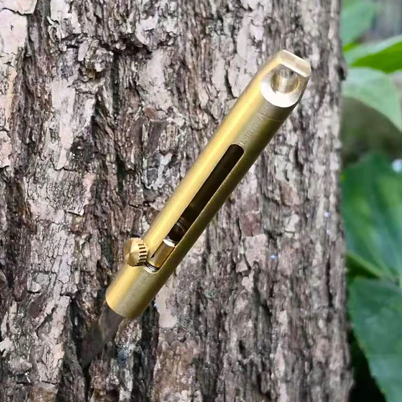 bushcraft Camping hunting Brass EDC Mini Knife Self-defense Keychain Folding Tools Outdoor Portable Paper Knife gadget for man