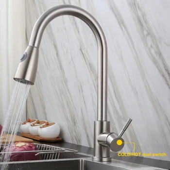 

Kitchen Faucet with Sprayer Pull Out Stainless Steel Water Tap 360 Rotation Flexible Bathroom Basin Sink Spraying Water Tap