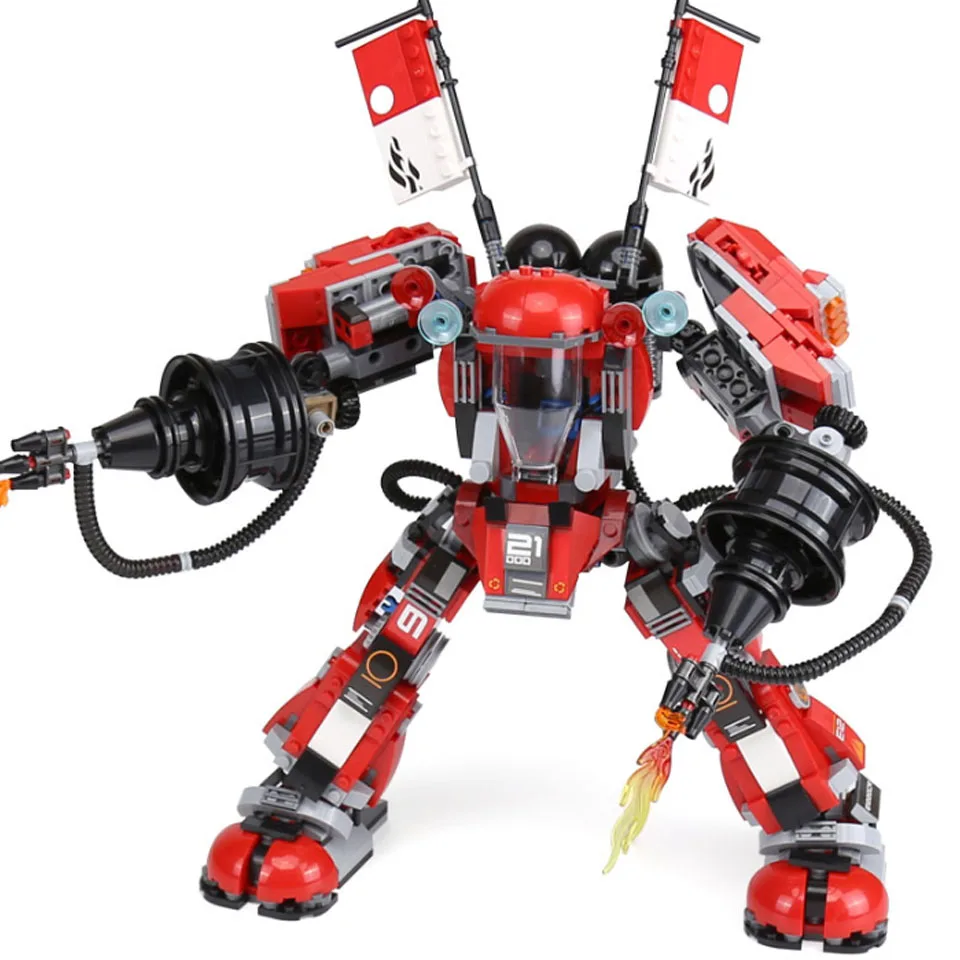 

06052 New Ninjagoed Fire Mech Battle Huge Robots Model Building Blocks Children Assemble Toys Bricks Compatible legoinglys 70615