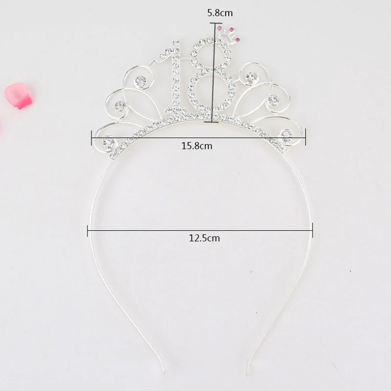 18 день рождения диадема для девушки Кристалл Стразы повязка на голову с короной на день рождения для счастливого 18го дня рождения украшения поставки