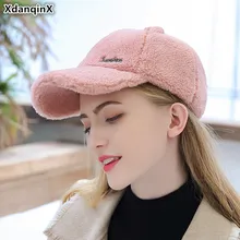 XdanqinX, Снэпбэк Кепка, зимняя женская меховая шапка, теплая Толстая бейсболка, новая кашемировая шапка для студенток и девушек, женская модная трендовая брендовая Кепка