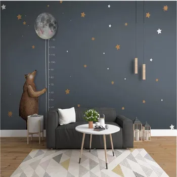 

Custom hand-painted cartoon bear child room background wallpaper mural