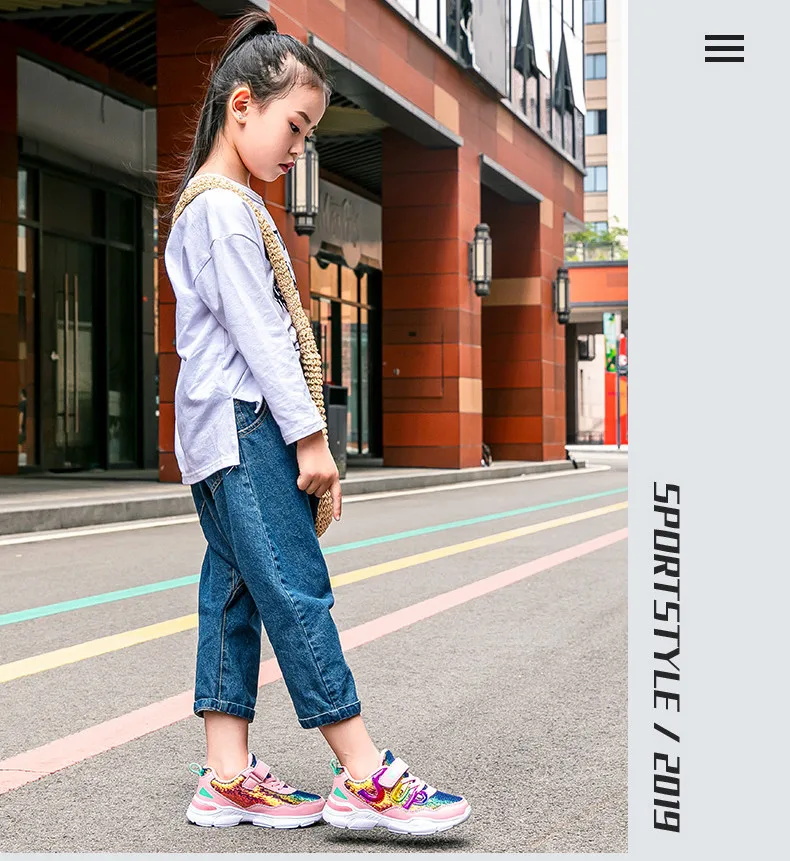 PINSEN 2019 Autumn children's sneakers Girls Shoes Kids Sport Shoes Shining Fashion Casual Child Shoes For Girl chaussure enfant (14)