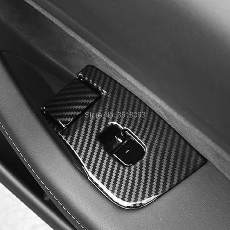 Для Tesla модель 3 углеродное волокно автомобиля внутренняя дверь подлокотник окно Лифт кнопка панель крышка рамка отделка автомобиля аксессуары