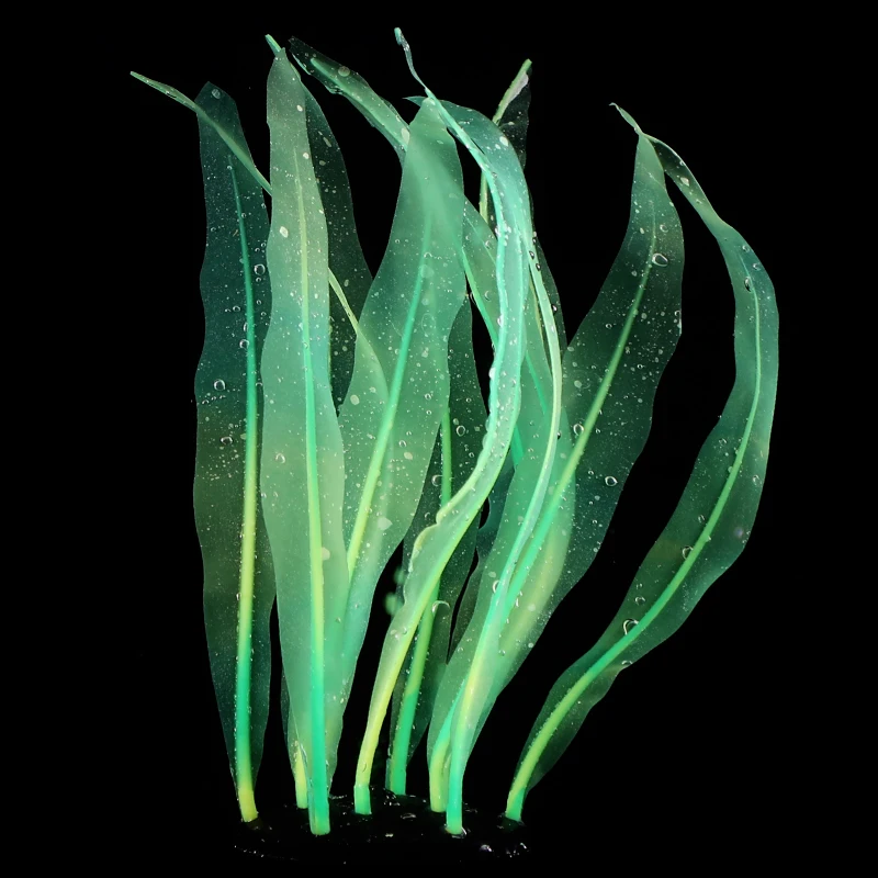 Украшение для аквариума, растения, Искусственный аквариум, силиконовая имитация кораллов, искусственная ламинария, подводный пейзаж, светящийся декор, D35 - Цвет: Зеленый