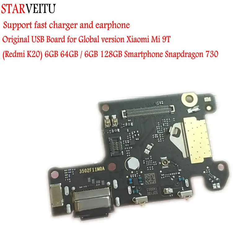 STARVEITU For Xiaomi 9T Redmi K20 Original USB Board Flex Cable Dock Connector IC Support Quick Charger Computer Connect | Мобильные