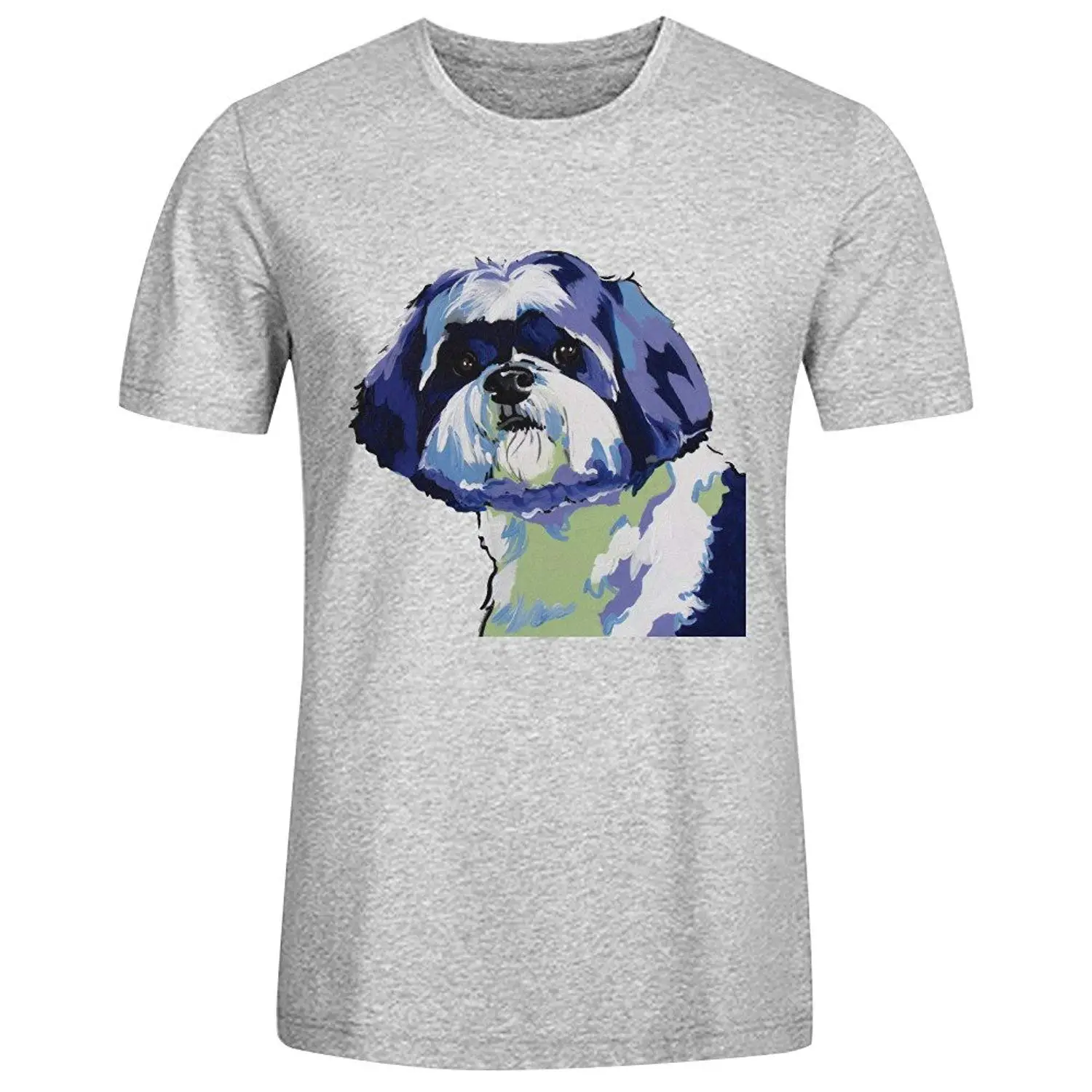 Модная мужская футболка s Generic Shih Tzu Dog с коротким рукавом серая 3D размера плюс