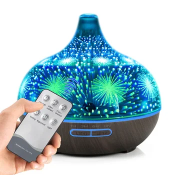 

400ML Ultrasonic Air Humidifier with LED Night Light Remote Control 3D Fireworks Aroma Essential Oil Diffuser Mist Maker