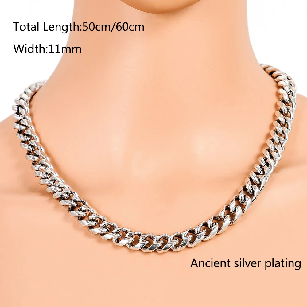 50cm 60cm Length Round Cuban Link Chain Jewelry Wholesale Buddha Necklace Ancient Silver Color Chains Necklace Width 11mm Chain Necklaces Aliexpress