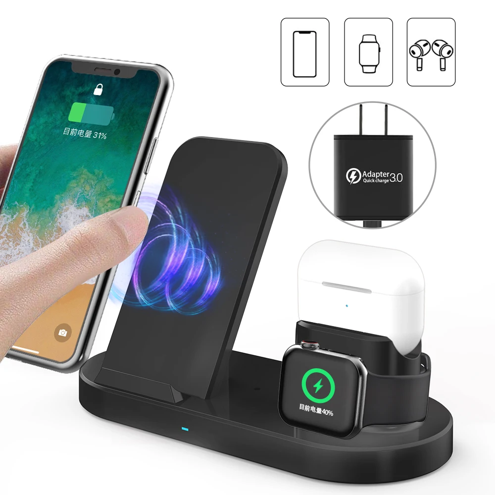 

3 in 1 Fast Wireless Charger Dock Station Fast Charging For iPhone 11 Pro XR XS Max 8 for Apple Watch series 6 5 4 3 For AirPods