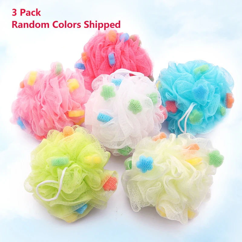 3 pack ZhangJi 3 шт. губка для ванной душ люфа Губка Сетка щетка пуф ванна душ мяч Губка Очистка успокаивает кожу - Цвет: 3 pack