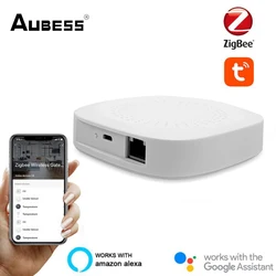 Aubess Smart Wired Gateway Zigbee 3.0 WiFi Wired Hub Work With Tuya Intelligent Linkage Voice Control With Alexa Google Home