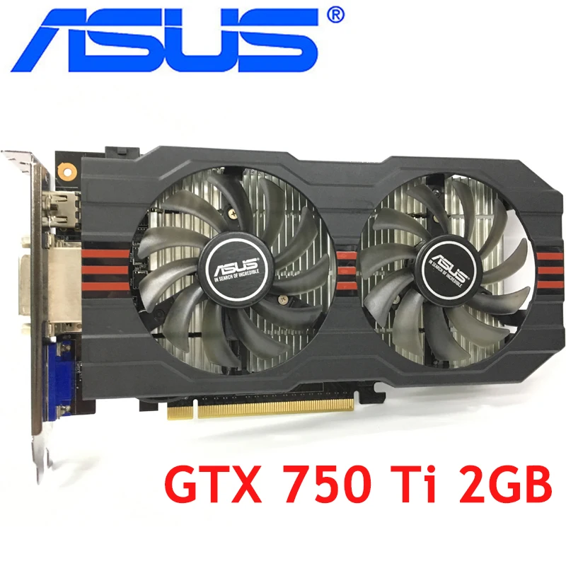 ASUS, оригинальная Видеокарта GTX 750 Ti, 2 Гб, 128 бит, GDDR5, видеокарты для nVIDIA Geforce GTX 750Ti, используемые карты VGA 1050, GTX750 TI