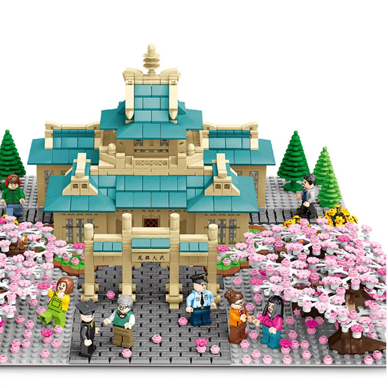 

Sembo 2529pcs Cherry Blossom Building Blocks Season Japanese Street View Light Architecture Toys As Gifts for Girls