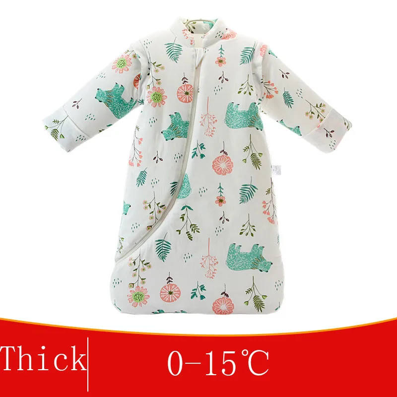 Thick Детское спальное Одеяло Унисекс, спальный мешок из хлопка, детские ночные рубашки с длинным рукавом, утолщенный зимний спальный мешок/3,5 Tog - Цвет: Thick