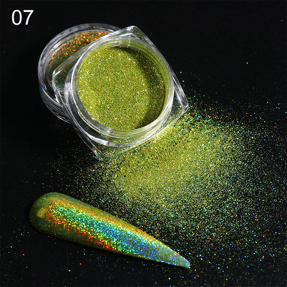 Holographic Nail Glitter Powder Laser Dipping Sequins Pigment Nail Art Gradient Mirror Chrome Dust Shining Polish Flakes BE1028-2 (11)