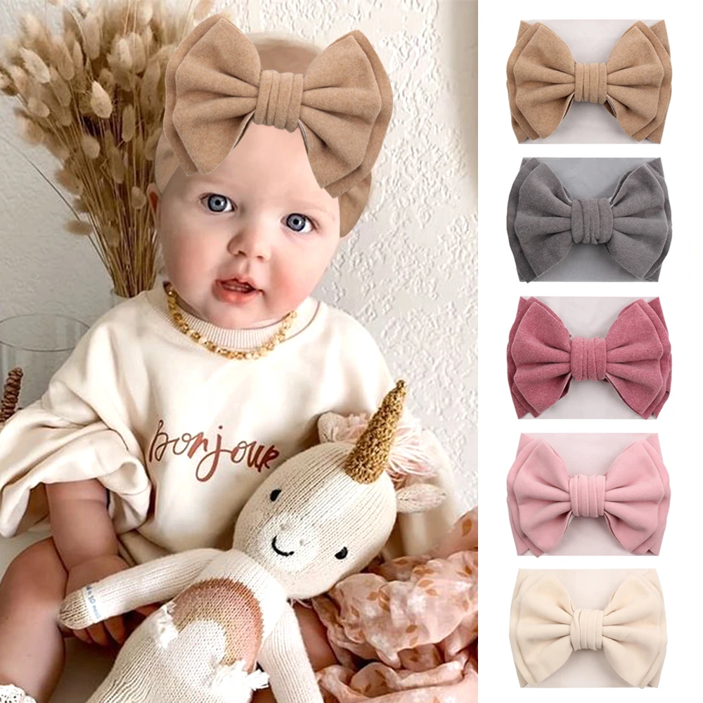New 7" Double Layer Hair Bow Headband For Girls Spring Soft Cute Baby