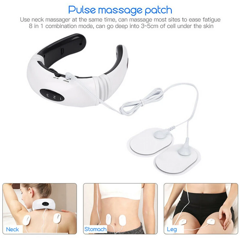 Electric Neck Massager Tens Pads Kneading Back and Neck Massager U Shape Pulse Therapy Machine USB Shiatsu Pain Relief Relax g2