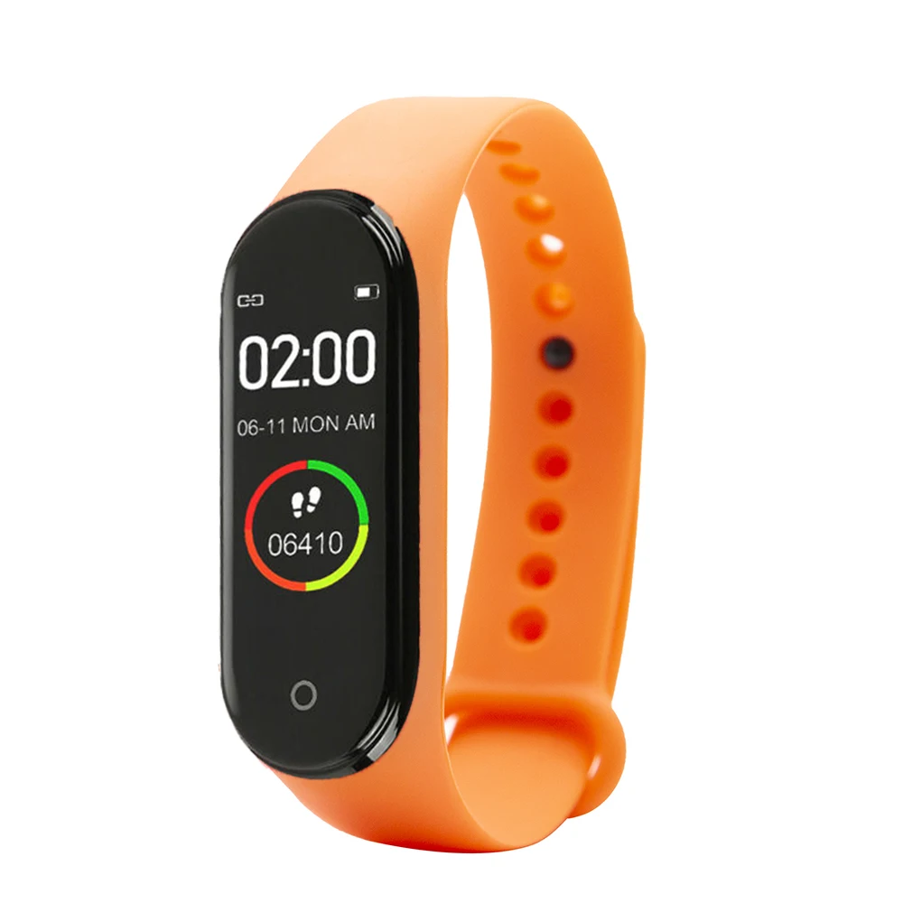Умный Браслет M4, пульсометр, кровяное давление, здоровье, водонепроницаемые, умные наручные часы с Bluetooth, для мужчин и женщин, браслет, фитнес-трекер - Цвет: orange