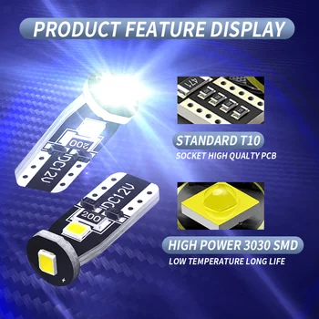 

10pcs Car Interior LED Lights Bright T10 3SMD LED Replacement Bulbs for Car Automobile M8617