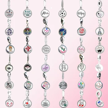 

2019 100% sterling silver classic Nurse Flamingo football skull DIY women charm Enamel Dangle Free Shipping Wholesale