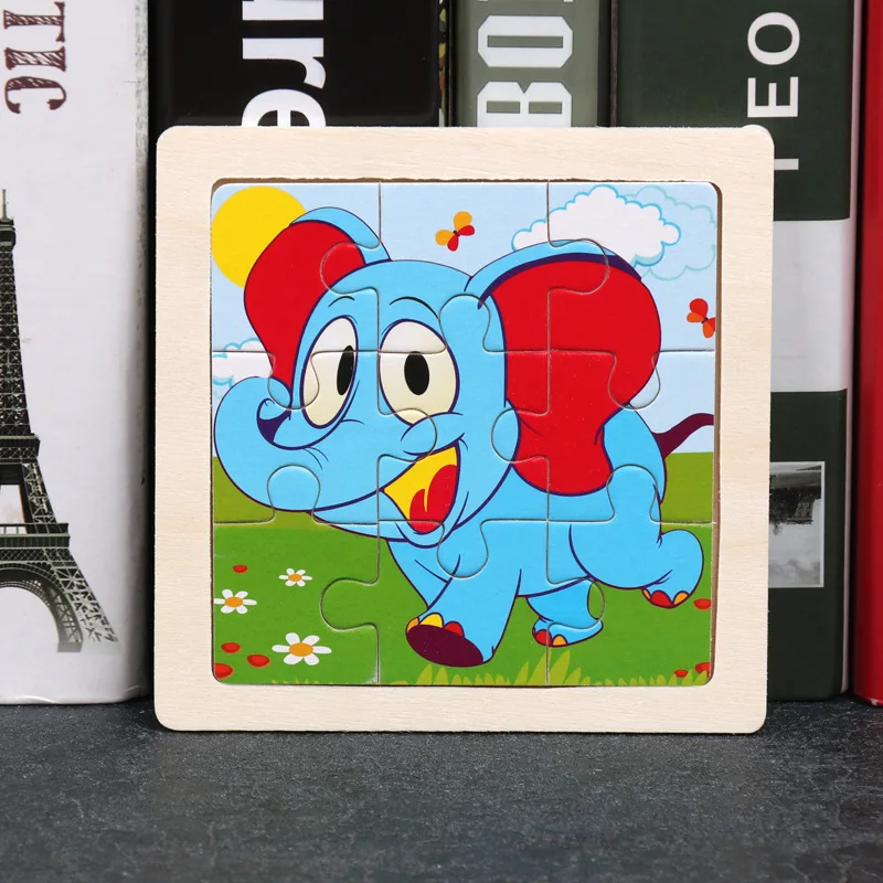 11X11CM Kids Wooden Puzzle Cartoon Animal Traffic Tangram Wood Puzzle Toys Educational Jigsaw Toys for Children GiftS 20