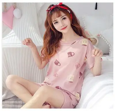 Летний женский пижамный комплект, милые Kwaii hello kitty, пижамы для женщин, плюс размер, пижамный комплект - Цвет: 7