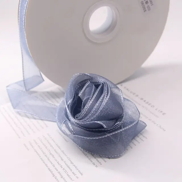25mm Wide-Sided Ribbons Like You Confession Bowknot Wedding Gauze Christmas Party Packaging Decoration Lace Crafts Ribbon Dark gray1