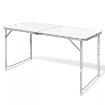 

VidaXL Foldable Camping Table Adjustable Height Aluminium Lightweight Outdoor Tables Kitchens Gardens Picnics Camping Trips V3