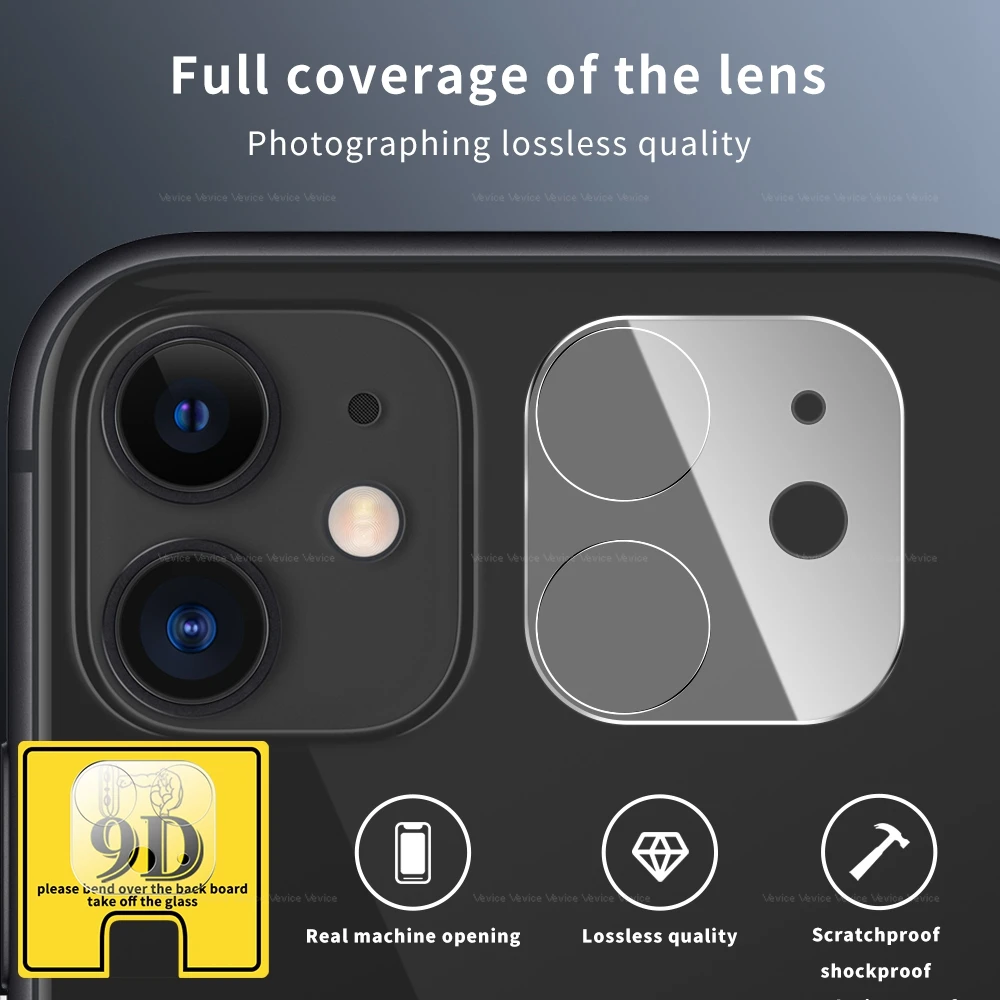 9D Camera Protector for iPhone 11 Pro Max 12 Pro Max 12 Mini Full Back Lens Protective Glass Screen 