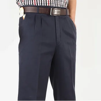 Jeff Khaki Color Straight Pants Men's High Waist 100% Cotton Black Office Trousers Size 30-46 Men's Pants Trousers 3