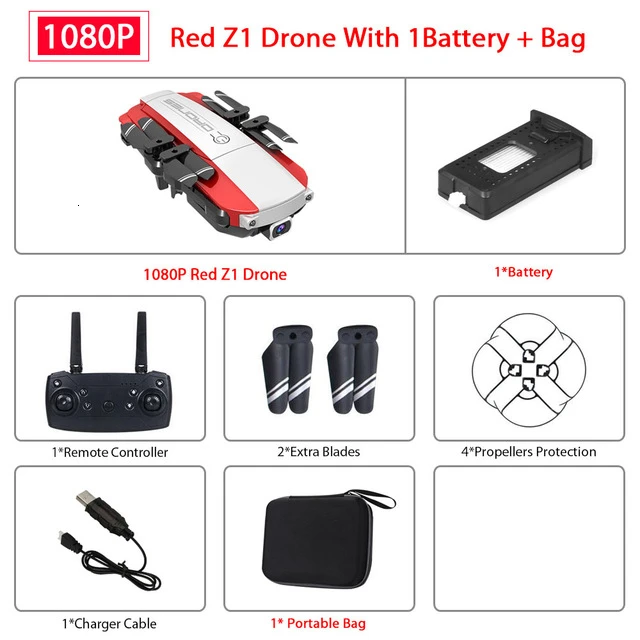 Z1 Wifi FPV мини-Дрон с камерой 1080P 4K HD Оптическое позиционирование потока управление жестами Rc Квадрокоптер Vs sg106 Visuo xs816 Дрон - Цвет: 1080P Red Z1 1B