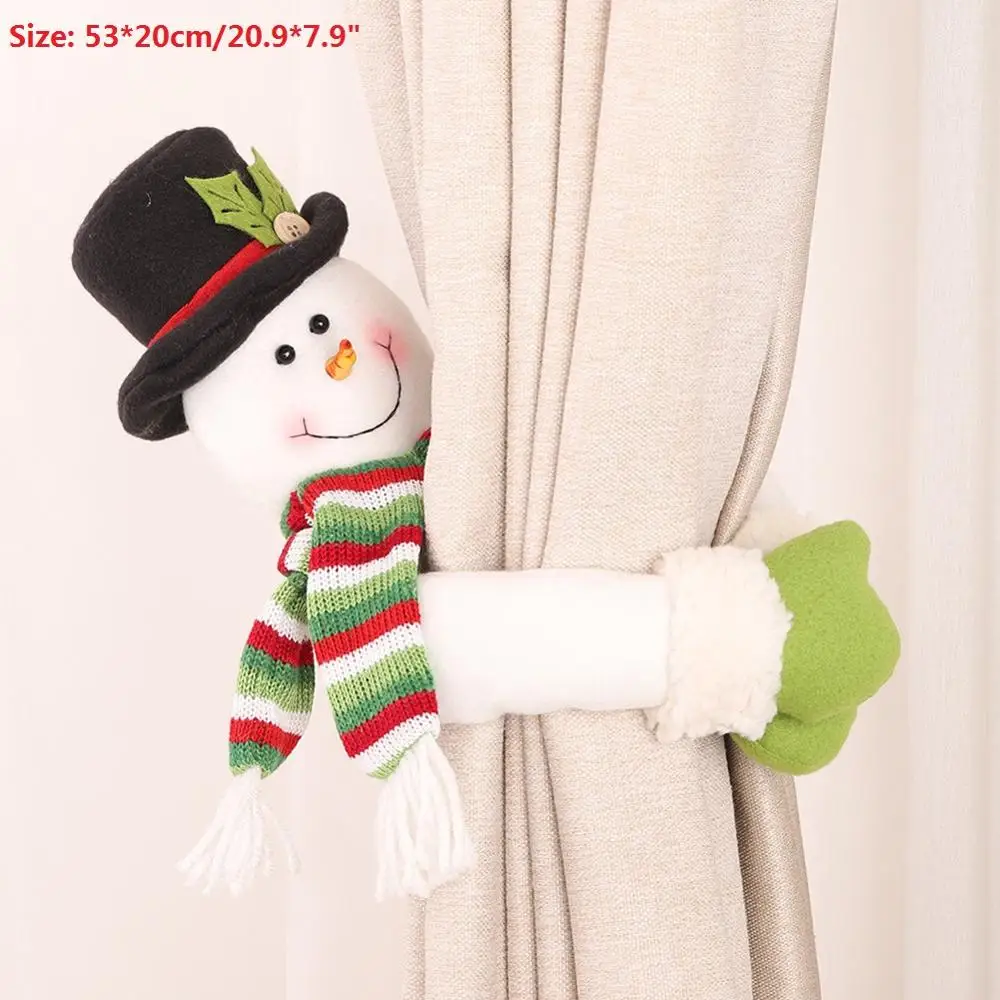 Snowman 2 Рождественская занавеска с застежкой-липучкой Санта-Клаус Снеговик Олень держатель Рождественский Декор для дома спальни занавес застежка пряжка зажим - Цвет: Snowman 2