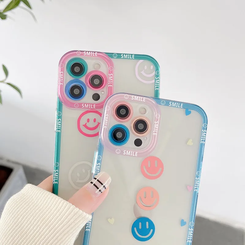 Симпатичный чехол со смайликом для iphone 11 12 Pro Max Mini XR X XS 7 8 Plus SE 2020 защитный мягкий