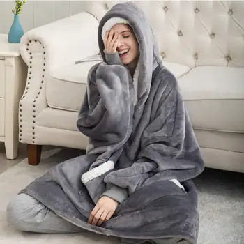 

Winter Oversized Blanket with Sleeves Oversized Hoodie Fleece Warm Comfy Hoodies Sweatshirts Giant TV Blanket Women Hoody Robe