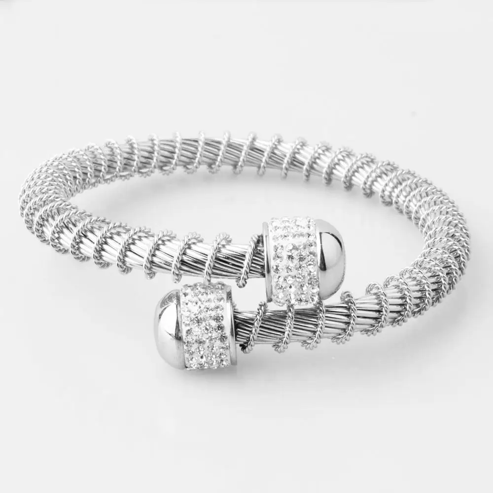 Новое поступление женские модные ювелирные изделия из нержавеющей стали провода Твист дикий кабель браслет на запястье для женщин Шарм Браслет