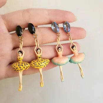

2020 New Time-limited Copper Women Cotton Earing Earings Salt Can Be Sweet Baby Girl Earrings Leopard Color Ballet Thin Eardrop