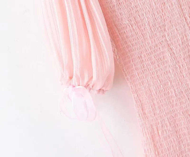 Linjiashop Loveshackfancy autumn pink dress short sleeve vintage slim special chiffon ruffles mini dress dropshipping