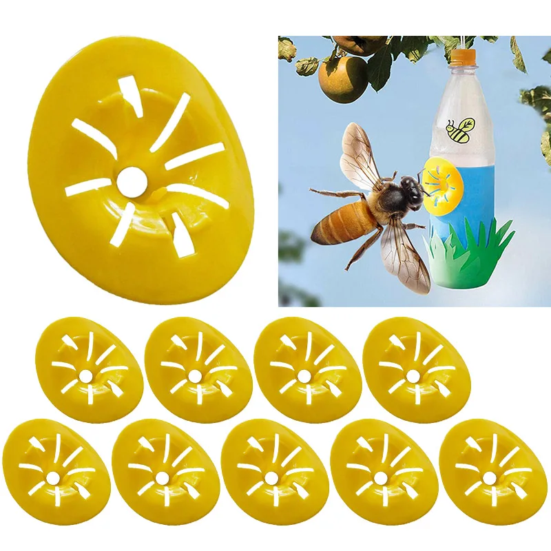 

10pcs/set Non-toxic Outdoor Flying Wasp Trap Yellow Plastic Mini Flower Shaped Bee Catcher Home Pest Control Insects Funnel Tool