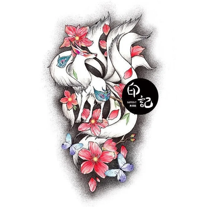 Ninetailed fox Kitsune Ninetales Tattoo fox transparent background PNG  clipart  HiClipart