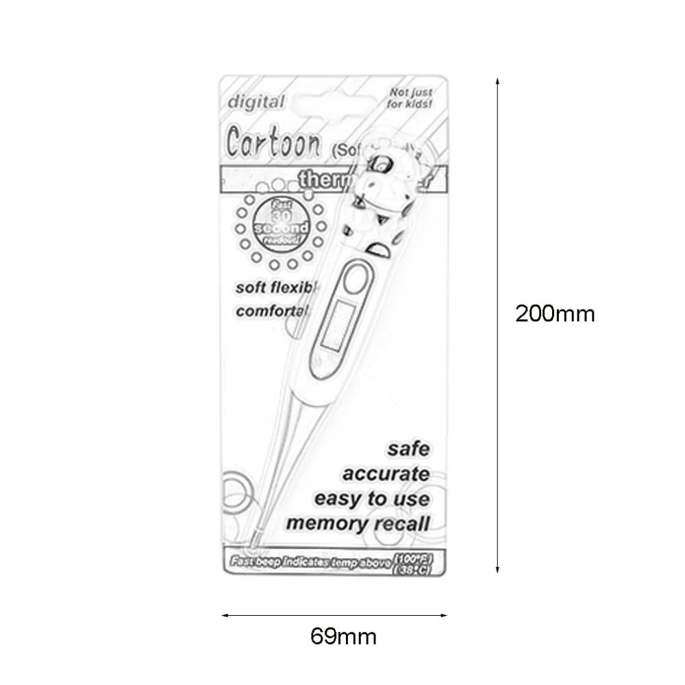 1 шт. милый мультфильм животных диагностический инструмент лягушка/медведь/корова Цифровой Монитор Термометр
