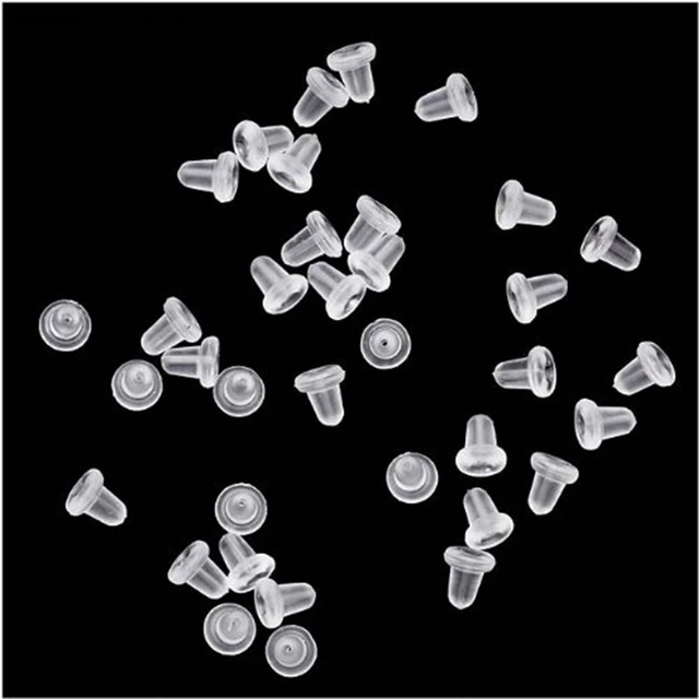 100pcs Plastic Earring Backs in Clear Silicone, Soft Plastic Ear Nuts