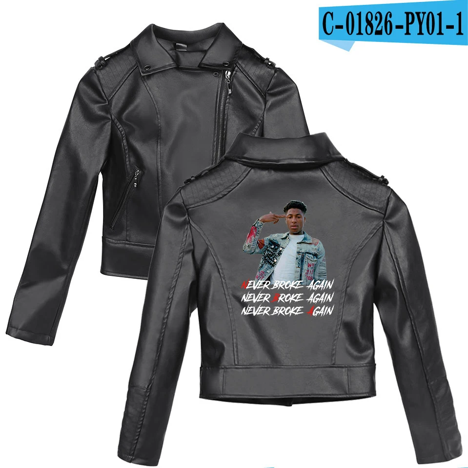 YoungBoy Never Broke снова куртка женская с принтом Базовые Куртки Горячая PU черная мотоциклетная кожаная куртка повседневная облегающая одежда - Цвет: black
