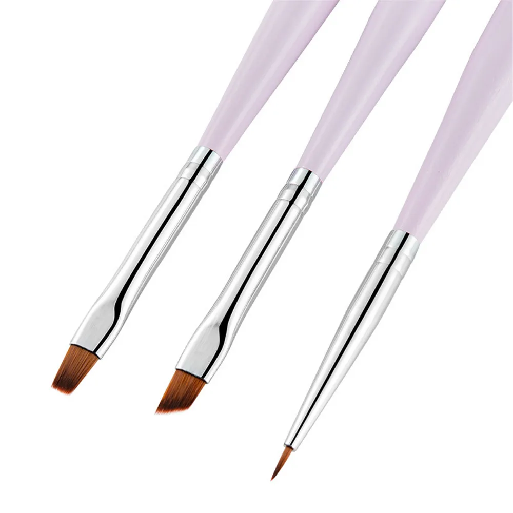3Pcs Acrylic French Stripe Nail Art Liner Brush Set 3D Tips Manicure Ultra-thin Line Drawing Pen UV Gel Brushes Painting Tools