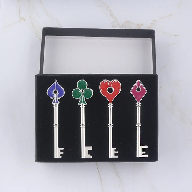 Game Residents Evils Keychain Set RPD Square Plum Heart Key Police Playing Cards Badge Pendants Keyring For Men Cosplay Jewelry green