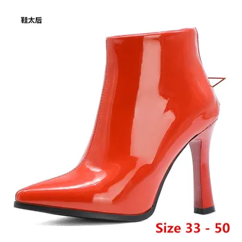 

Winter Spring Autumn High Heel Ankle Boots Women Short Boots Woman Martin Shoes Botas Muje Small Big Size 33 - 50