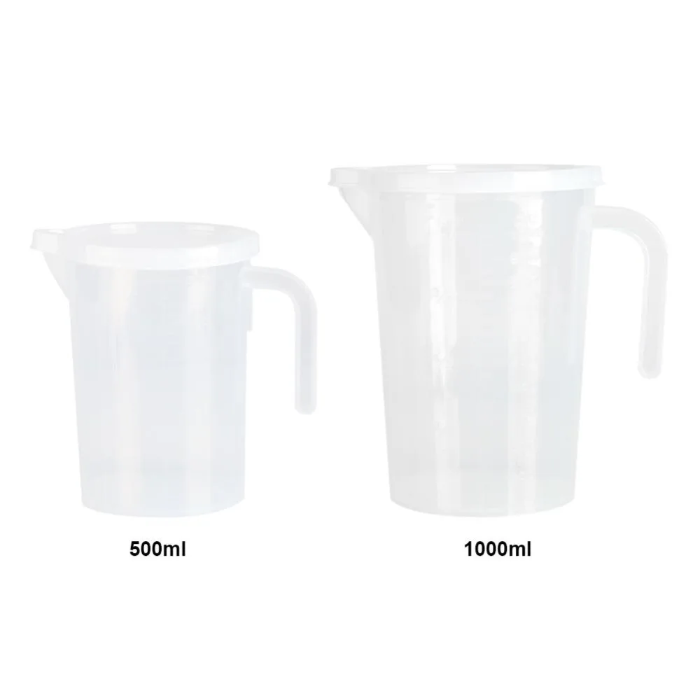 Clear Plastic Kitchen Measuring Cup with Lid, 500-1000ml Capacity