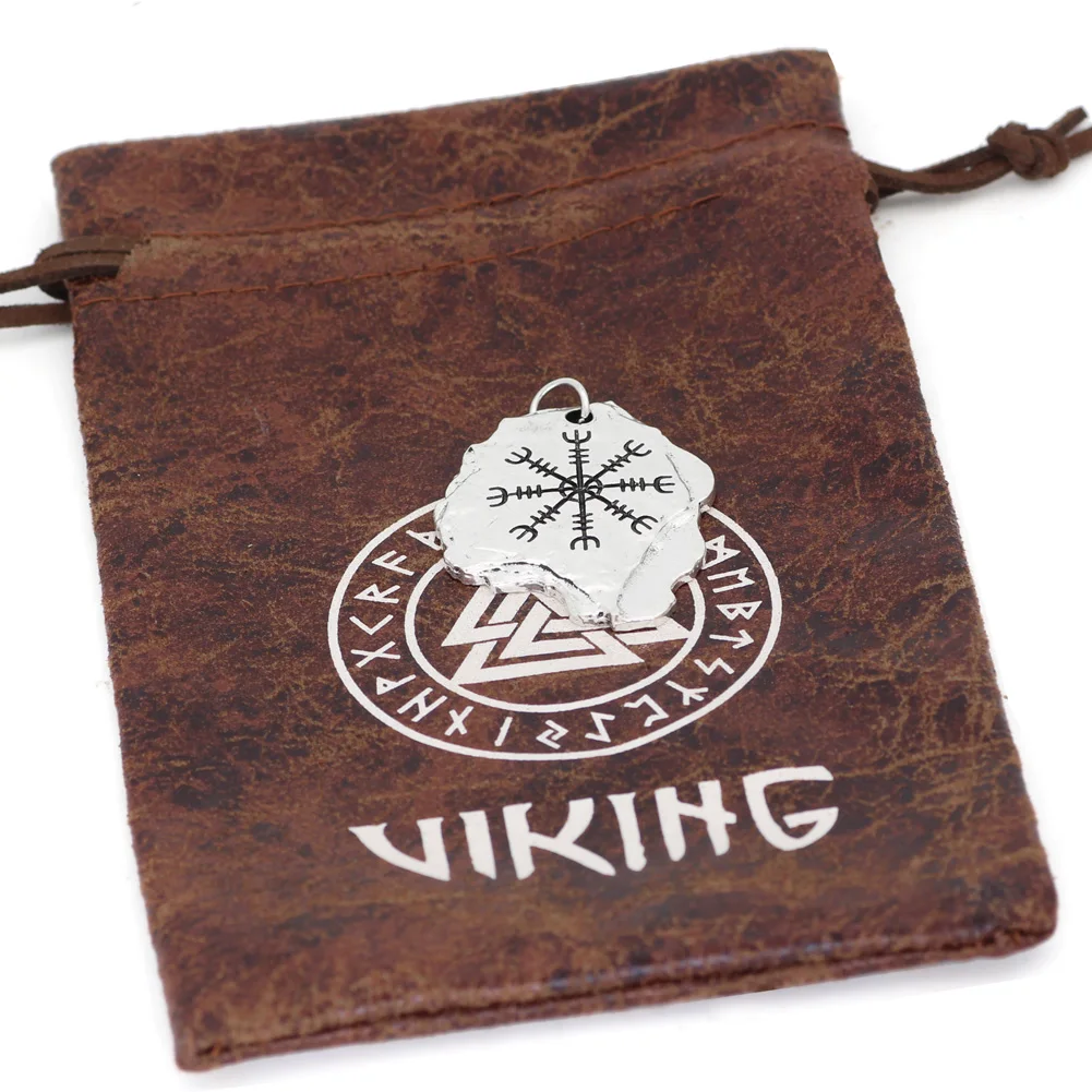 Скандинавский Викинг Odin Aegishjalmr vegvisir Амулет ожерелье с подарочной сумкой|Ожерелья