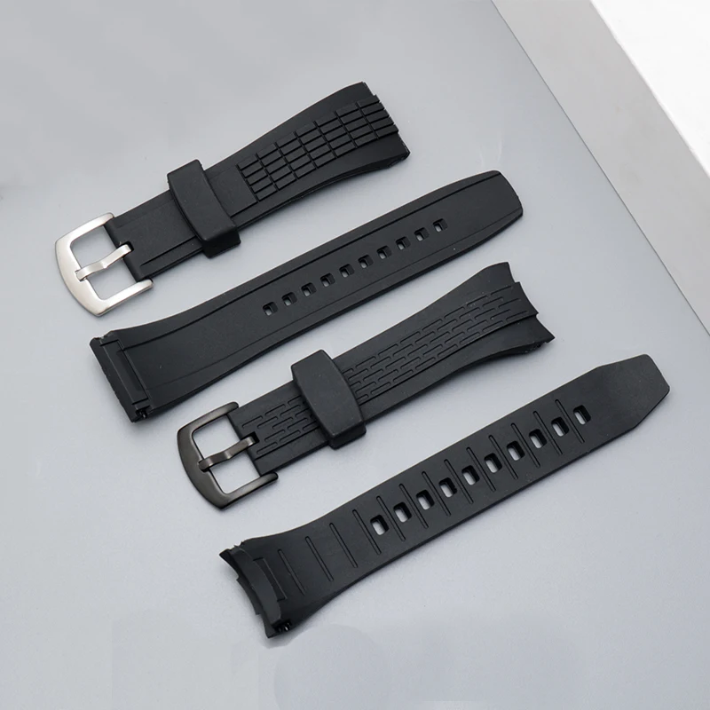 Enhanced Black Silicone Waterproof Sports Watch Band with Stainless Steel Buckle - 26mm Width